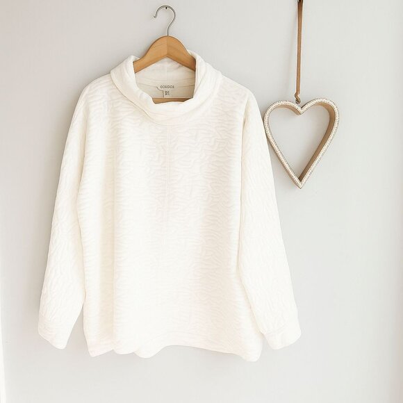 Workshop Republic Womens Plus Sz 2X Quilted Funnel Neck Pullover Sweater White - Picture 1 of 12